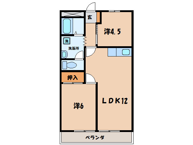 碧南市鷲塚町のアパートの間取り