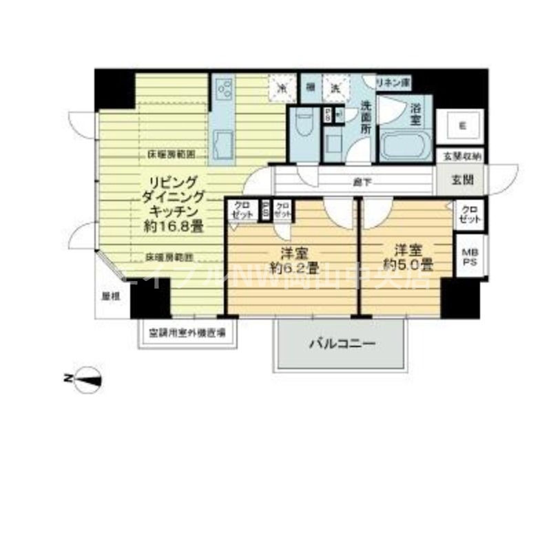 【岡山市北区表町のマンションの間取り】