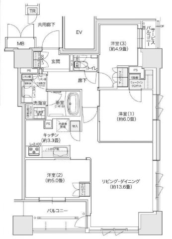 ブランズタワー谷町四丁目の間取り