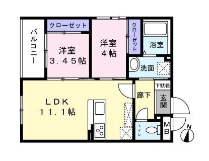 【福岡市早良区賀茂のマンションの間取り】