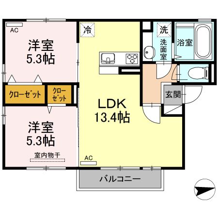 鹿児島市坂之上のアパートの間取り