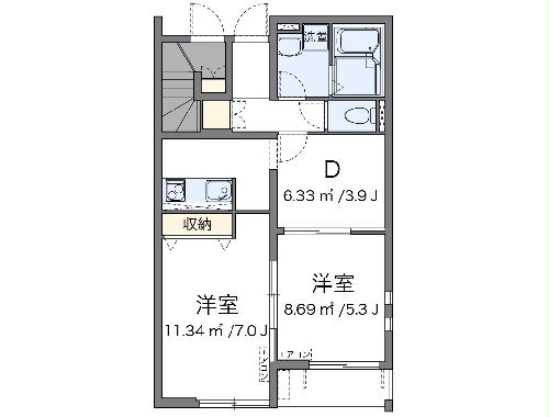 クレイノＲＥＳＴ　清知の間取り