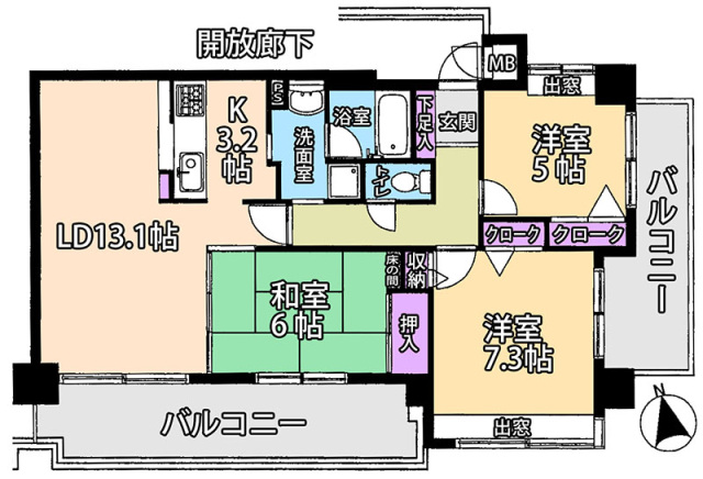 広島市安芸区矢野南のマンションの間取り