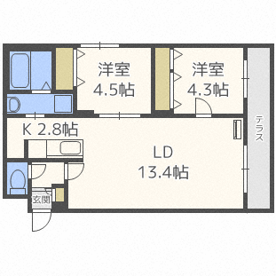 札幌市豊平区平岸一条のマンションの間取り