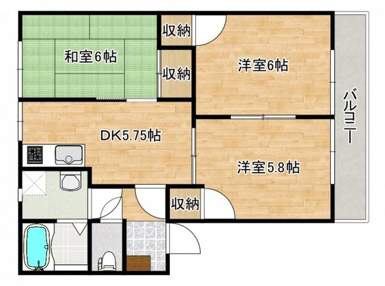 安芸郡府中町山田のアパートの間取り