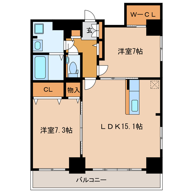 浜松市中央区元城町のマンションの間取り