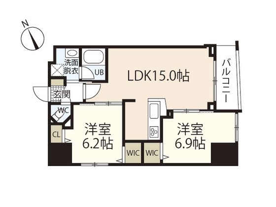 広島市中区白島九軒町のマンションの間取り