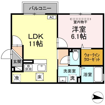 松江市古志原のアパートの間取り