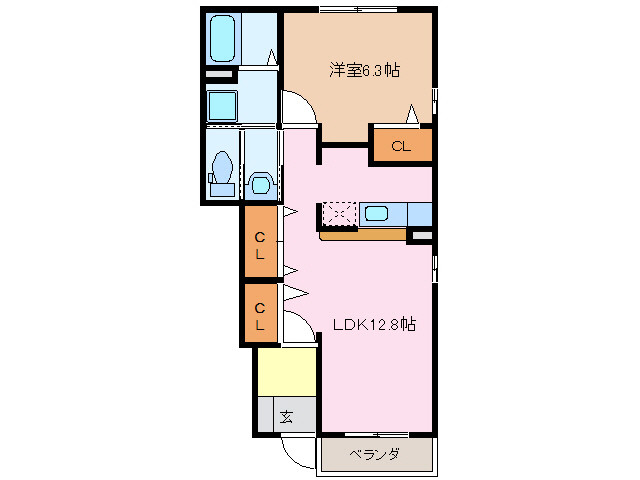 伊勢市黒瀬町のアパートの間取り