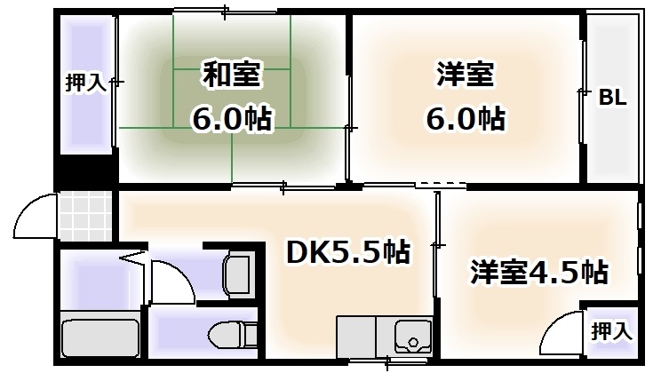 【大阪市阿倍野区阪南町のマンションの間取り】