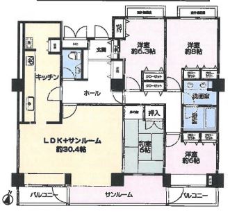 横浜市中区本牧原のマンションの間取り