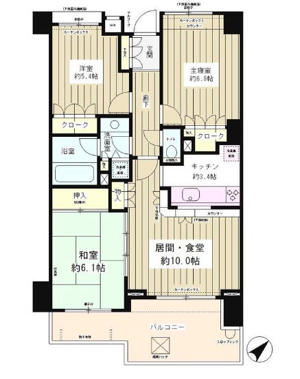 世田谷区上野毛のマンションの間取り