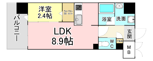 北九州市小倉北区片野のマンションの間取り