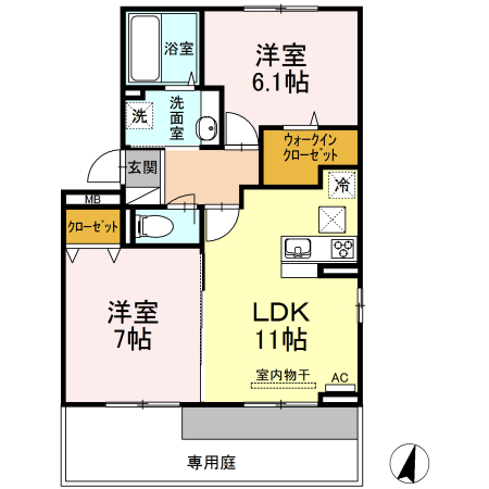 北九州市若松区今光のアパートの間取り