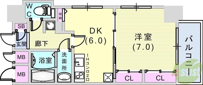 神戸市灘区桜口町のマンションの間取り