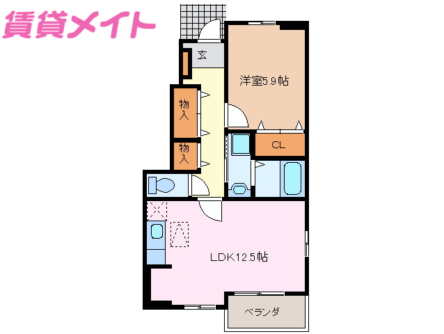 伊勢市一之木のアパートの間取り