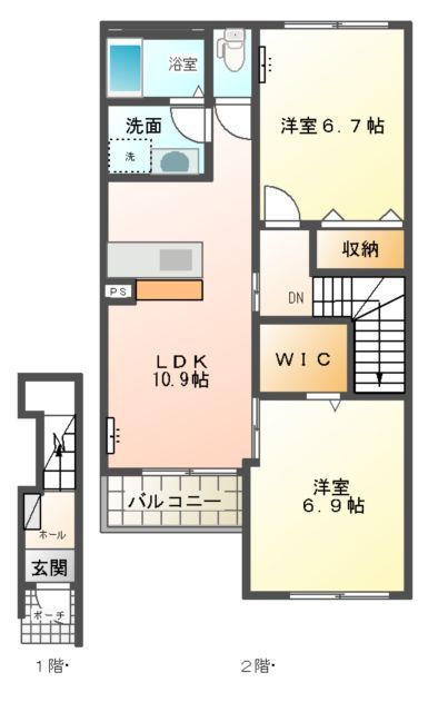 【石岡市東石岡のアパートの間取り】