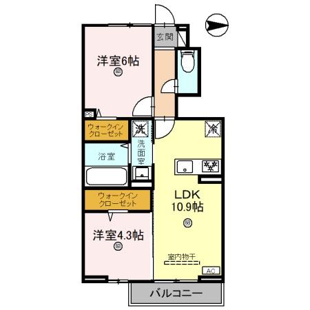 奈良市東九条町のアパートの間取り