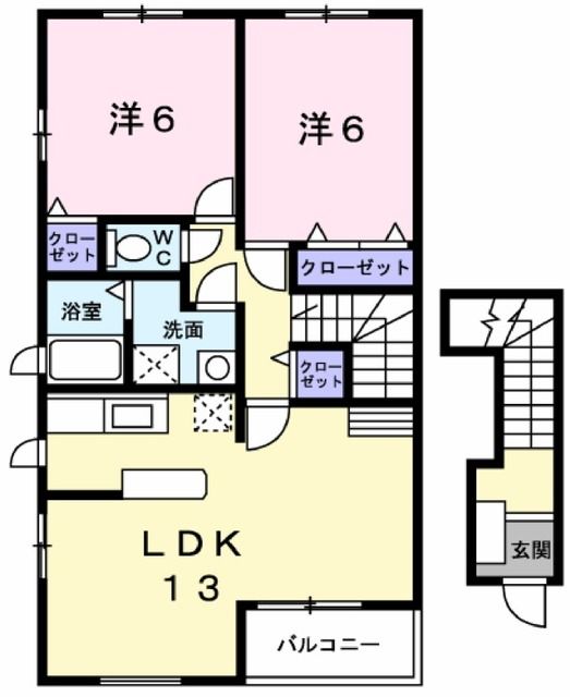 那須塩原市北栄町のアパートの間取り