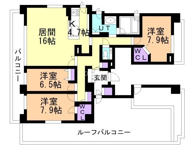 札幌市中央区南十七条西のマンションの間取り