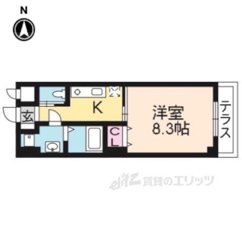 京都市南区東九条河辺町のマンションの間取り