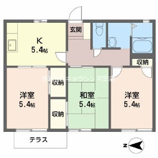 吹田市岸部北のアパートの間取り