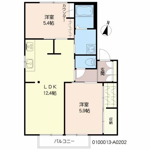 久留米市藤山町のアパートの間取り