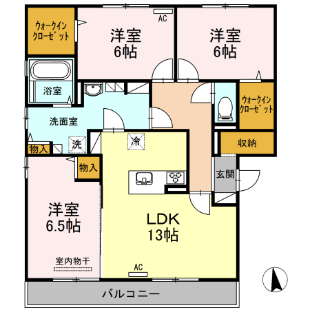 福山市東手城町のアパートの間取り