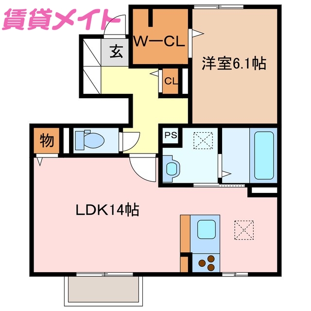 三重県松阪市久保町（アパート）の賃貸物件の間取り