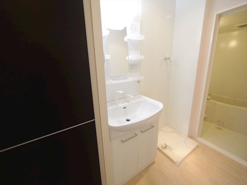 洗面設備　脱衣所　独立洗面台（シャンプードレッサー付）収納スペース有