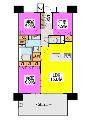 フォレストプレイス香椎照葉ザ・テラス3-1005号の間取り写真