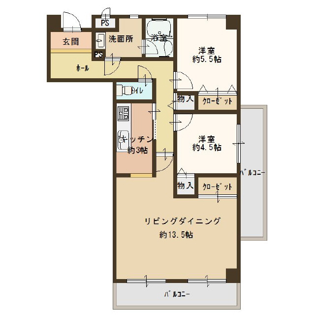 野洲市栄のマンションの間取り