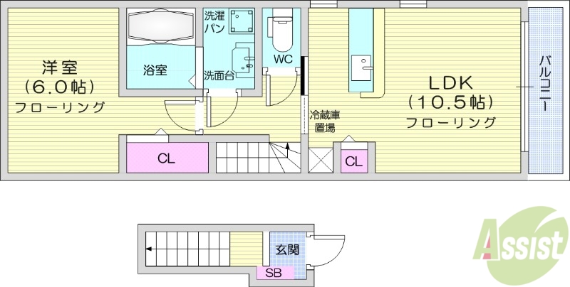 シャトレ菊ヶ岡Aの間取り