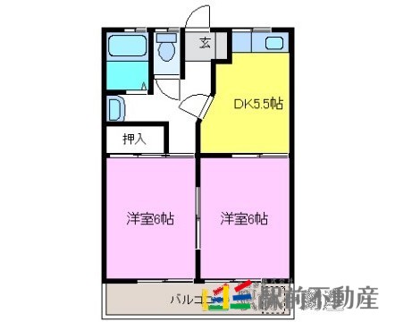 小郡市大保のアパートの間取り