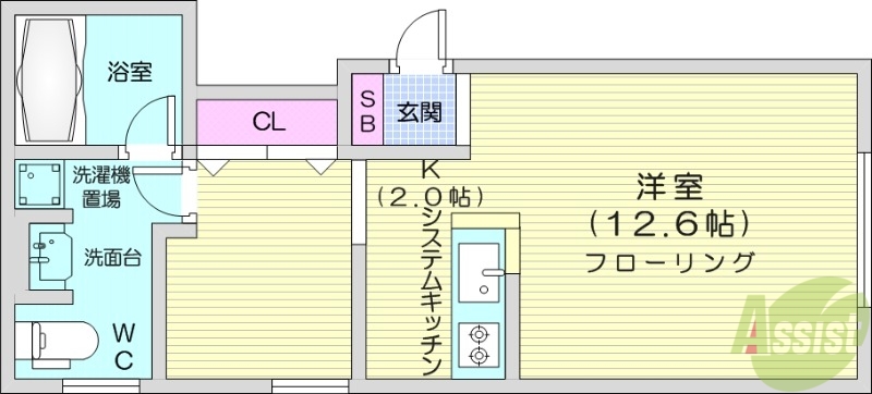 札幌市中央区南十六条西のマンションの間取り