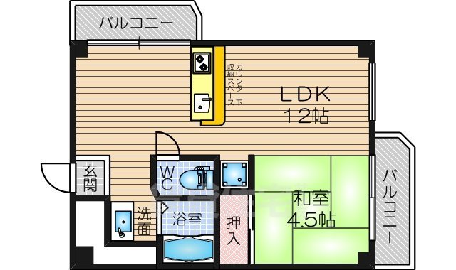 大阪市北区本庄西のマンションの間取り