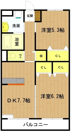 伊勢市小俣町明野のマンションの間取り