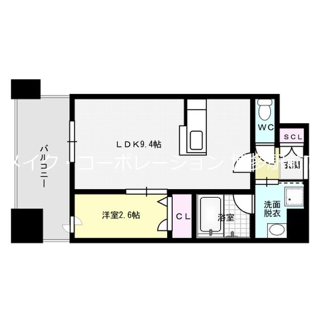 福岡市博多区博多駅南のマンションの間取り