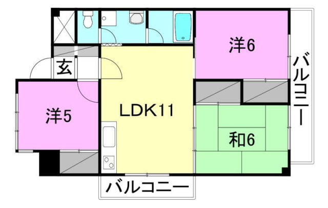 松山市木屋町のマンションの間取り