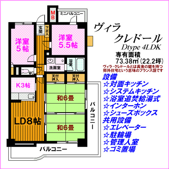 郡山市亀田のマンションの間取り