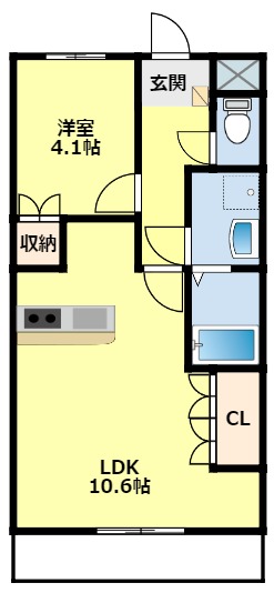 豊田市越戸町のアパートの間取り