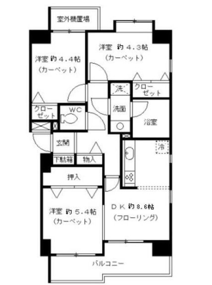 葛飾区東四つ木のマンションの間取り