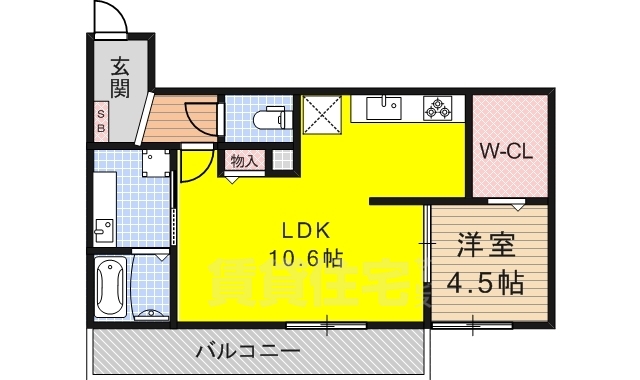 大津市におの浜のアパートの間取り