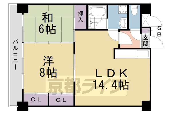 【京都市下京区中堂寺壬生川町のマンションの間取り】