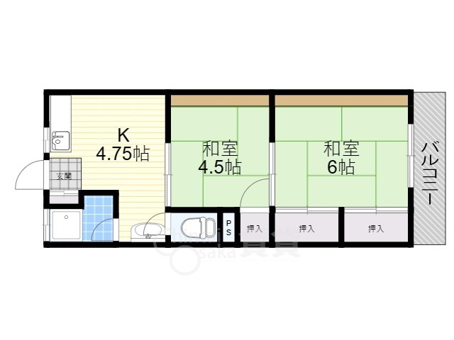 豊中市曽根西町のマンションの間取り