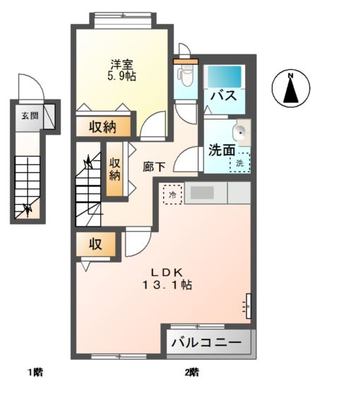 鳥取市青葉町のアパートの間取り