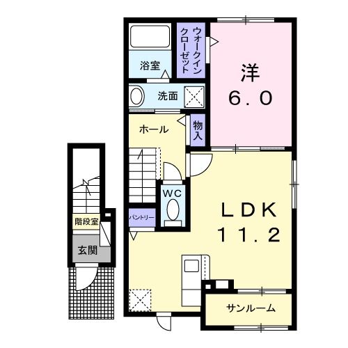 塩竈市白菊町のアパートの間取り