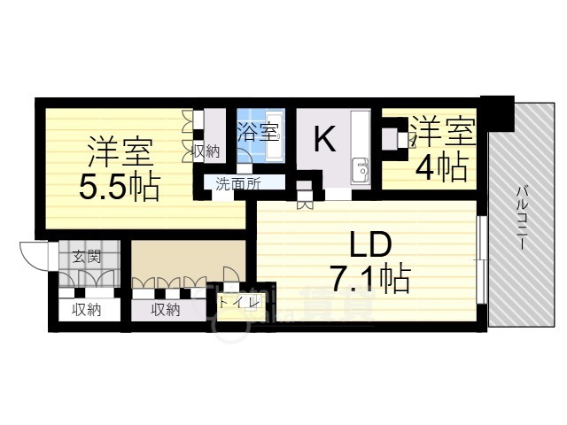 大阪市東淀川区下新庄のマンションの間取り