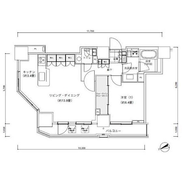 港区西新橋のマンションの間取り