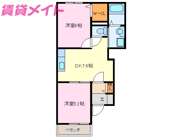 伊勢市二見町西のアパートの間取り